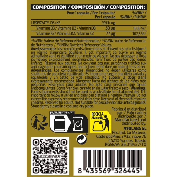 Vitamin D3+K2 Liposomal